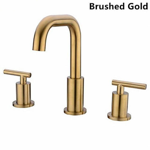 Bathroom Sink Faucet Solid Brass Double Handle Sink Mounted Hot & Cold Mix Basin Faucet European Style Basin Accessories - WELQUEEN