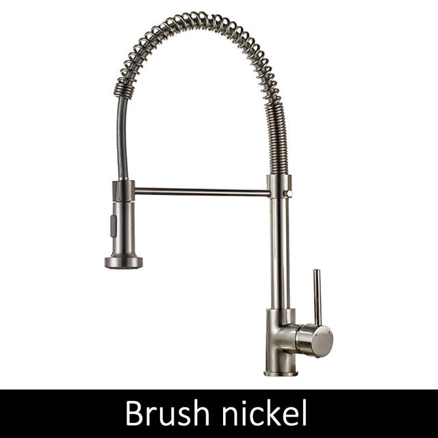 Deck Mounted Flexible Kitchen Faucets Pull Out Mixer Tap Black Hot Cold Kitchen Faucet Spring Style with Spray Mixers Taps - WELQUEEN