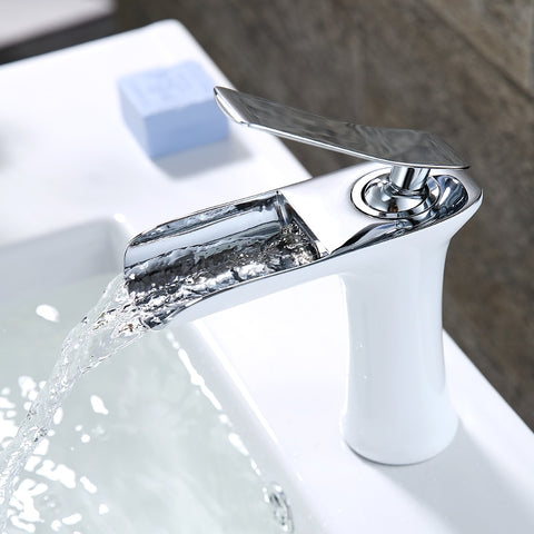 Waterfall Bathroom Basin Sink Faucets Hot Cold Tap Deck Mounted Water Mixer Crane Antique Bronze Chrome Finished - WELQUEEN