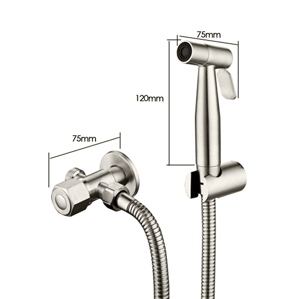 Handheld Toilet Bidet Faucet Sprayer Stainless Steel Bathroom Hand Bidet Spraye Set Toilet Self Cleaning Shower Head No Punch - WELQUEEN