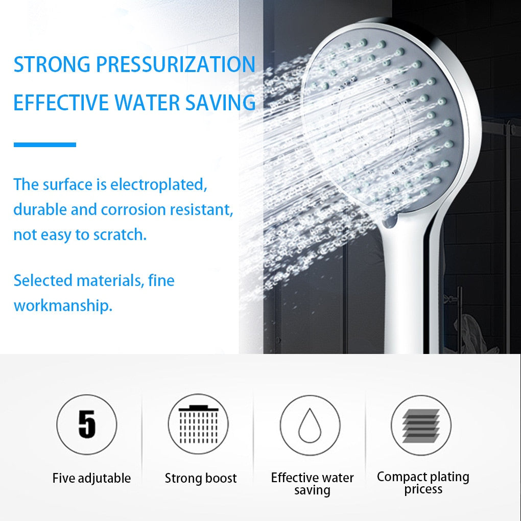 Bathroom Shower Adjustable Jetting Shower Head Water Saving Handheld Adjustable 5 Modes SPA Shower Bath Head Bathroom Accessorie - WELQUEEN