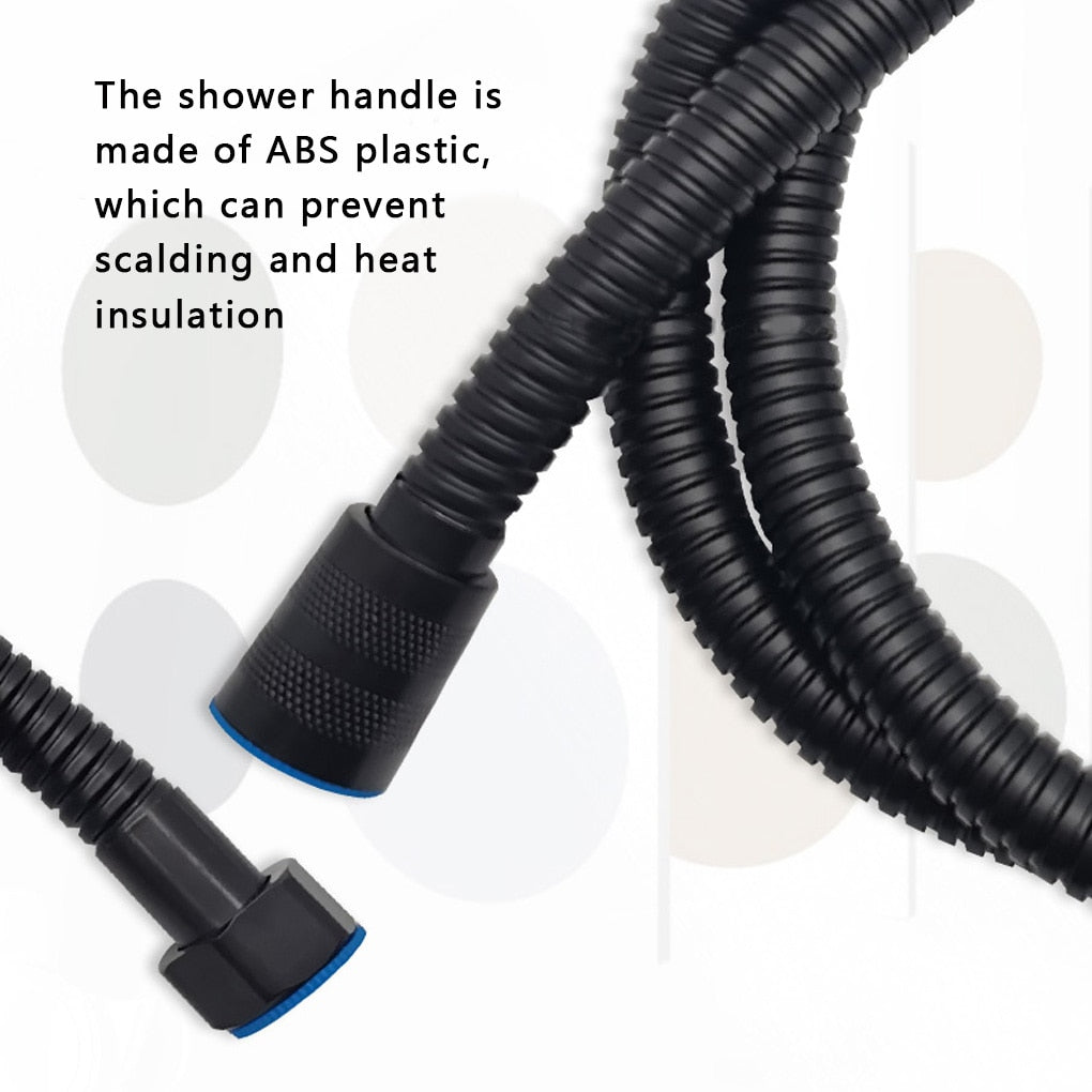 1.4M Black Stainless Shower Head Hose Bathroom Shower Hose Handheld Shower Water Pipe Fittings Replacement Soft Water Pipe G1/2 - WELQUEEN