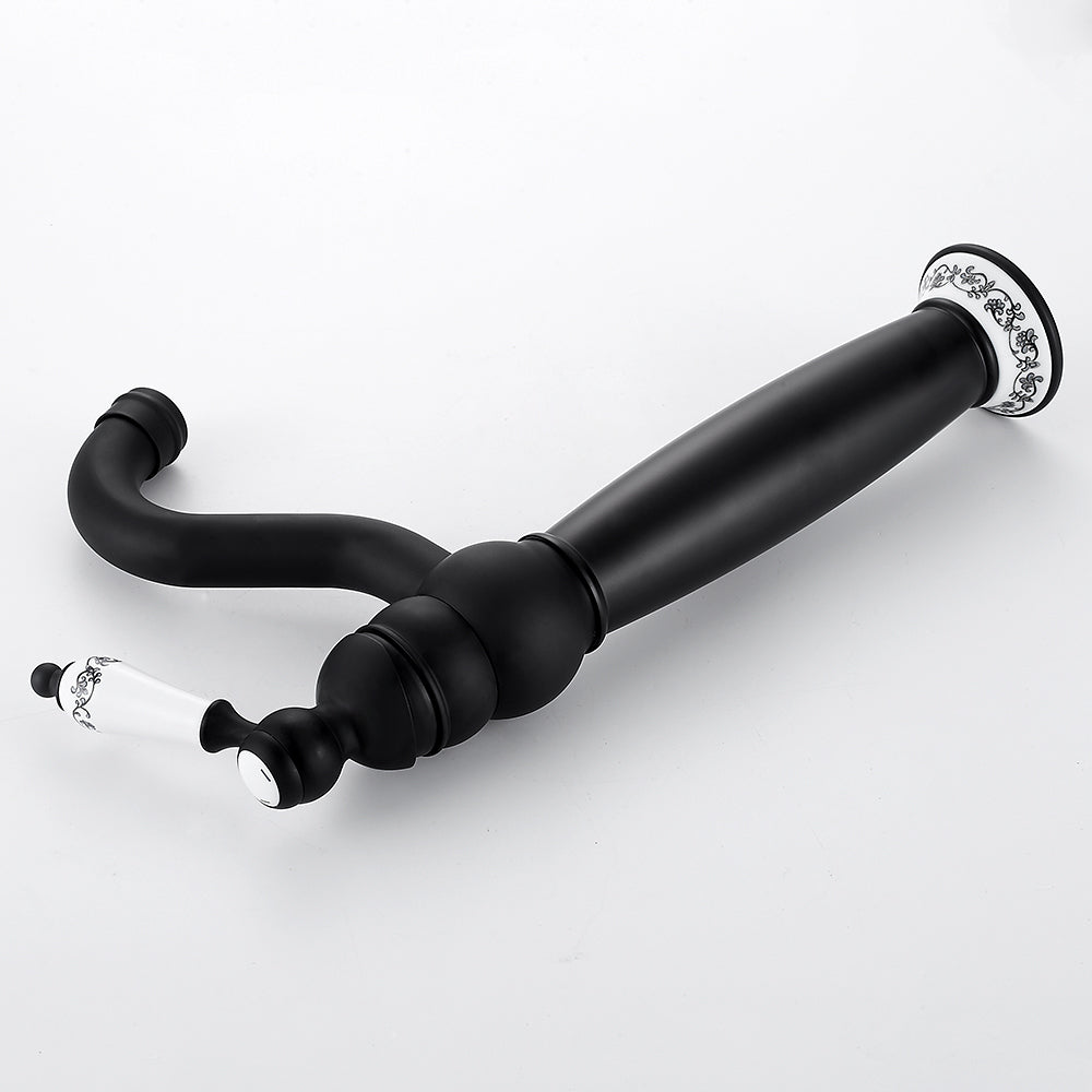 New Deck Bathroom Basin Sink Mixer Tap Polished Antique/Black Faucet Waterfall Faucet Bathroom Faucet - WELQUEEN