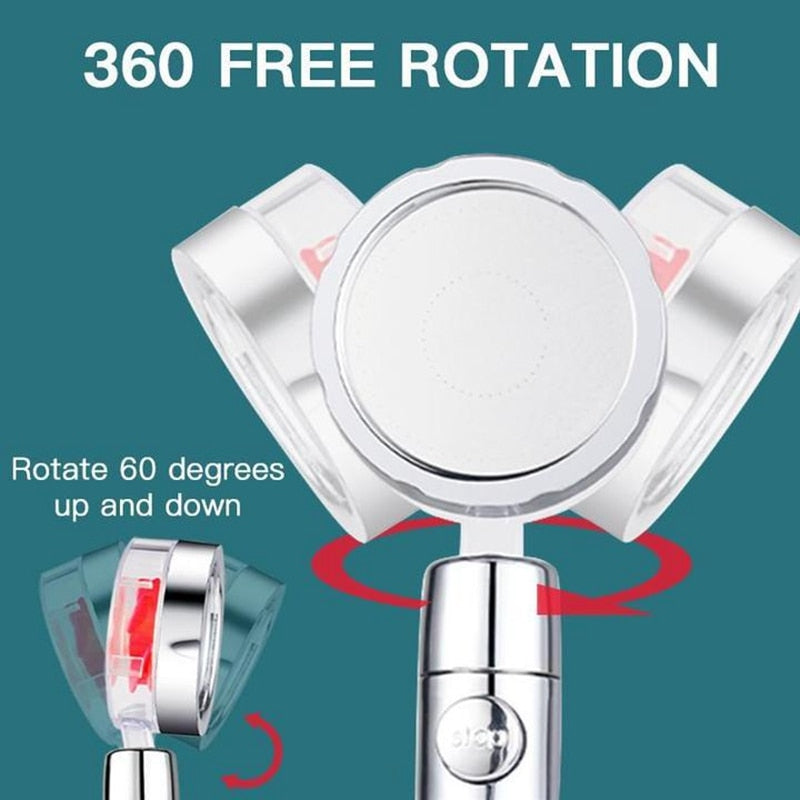 High Pressure Water Saving Spray Shower Head 360 Rotated Rainfall Shower Head Fan Bath Hand-held Pressurized Massage Shower Head - WELQUEEN