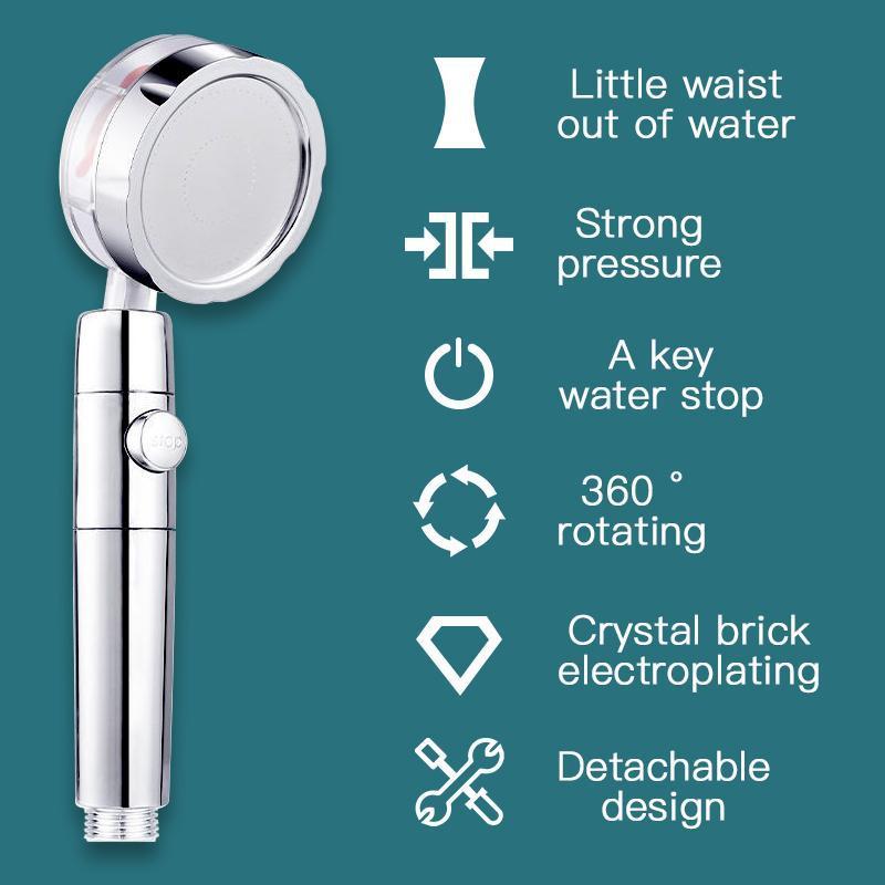 High Pressure Water Saving Spray Shower Head 360 Rotated Rainfall Shower Head Fan Bath Hand-held Pressurized Massage Shower Head - WELQUEEN