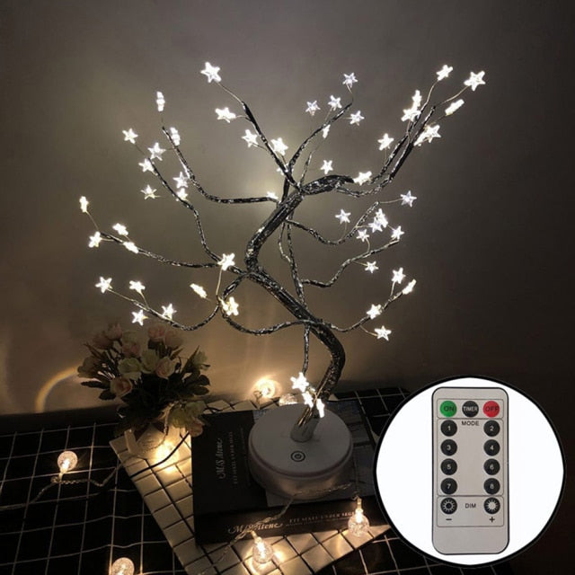 36/108 LEDS Night Light Bonsai Tree Light Gypsophila Lights Home Party Wedding Indoor Decoration Night Light - WELQUEEN