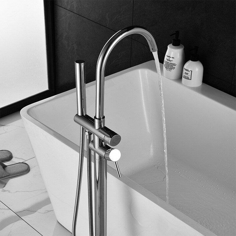 Bathroom bathtub faucet mixer freestanding bathtub faucet bathtub tap gun grey hot and cold water bath tub faucet floor mounted - WELQUEEN HOME DECOR