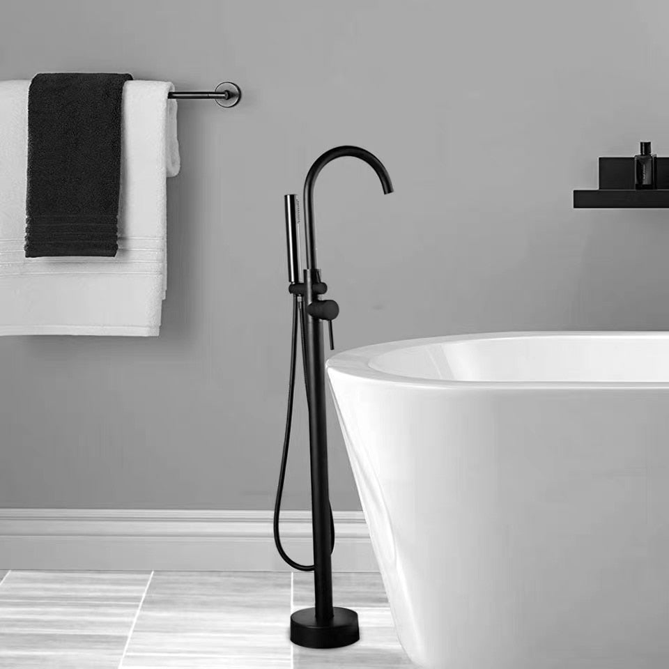 Bathroom bathtub faucet mixer freestanding bathtub faucet bathtub tap gun grey hot and cold water bath tub faucet floor mounted - WELQUEEN HOME DECOR