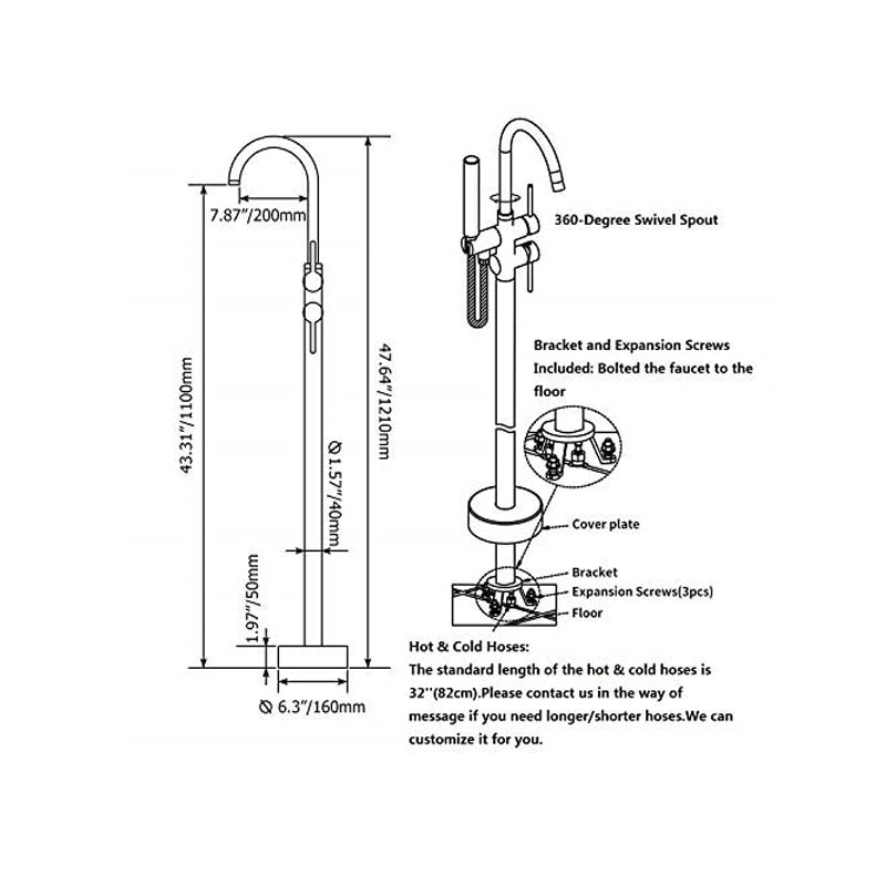 Bathroom bathtub faucet mixer freestanding bathtub faucet bathtub tap gun grey hot and cold water bath tub faucet floor mounted - WELQUEEN HOME DECOR