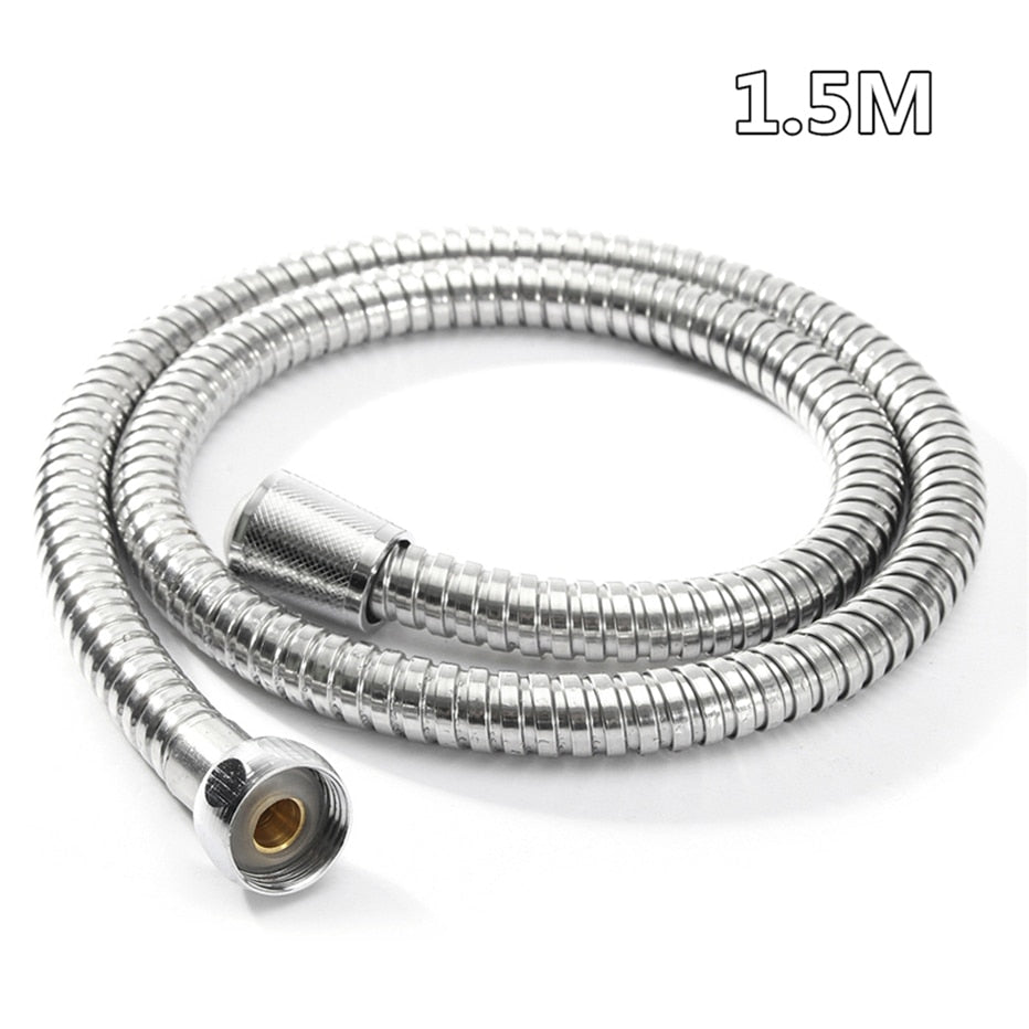 1.2m/1.5m/ 2m G1/2 Inch Flexible Shower Hose Stainless Steel Chrome Bathroom Water Head Shower Head Pipe Tool - WELQUEEN