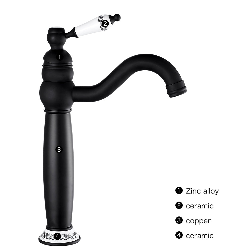 New Deck Bathroom Basin Sink Mixer Tap Polished Antique/Black Faucet Waterfall Faucet Bathroom Faucet - WELQUEEN