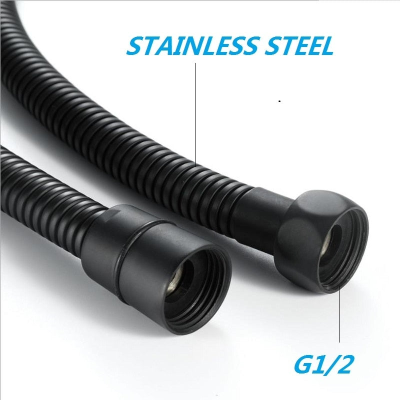 Matt Black 1.5m 2m Shower Hose Soft Shower Pipe Common Flexible Bathroom Water Pipe Stainless steel - WELQUEEN