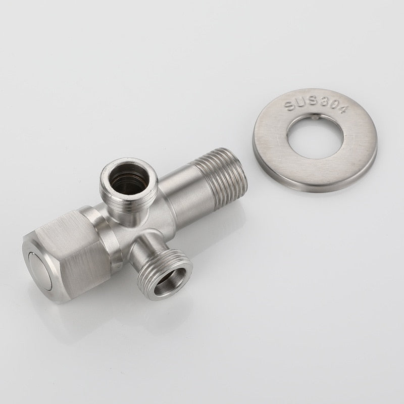Stainless Steel Angle Valve G1/2 Thread Triangle Valve Hot and Cold Water Valve Bathroom Connector for Toilet Basin Water Heater - WELQUEEN