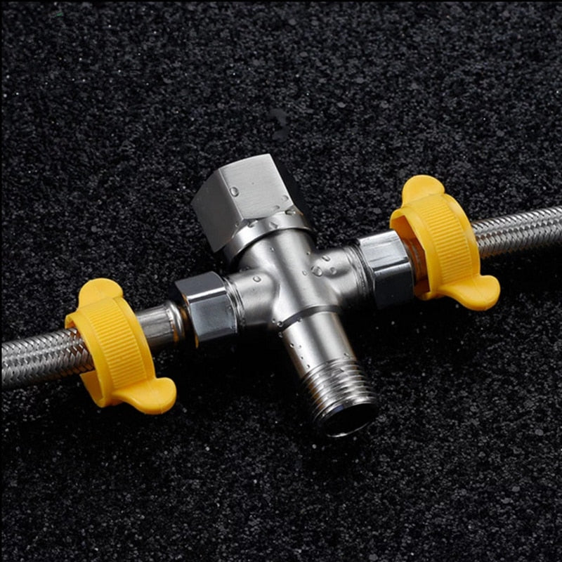 Stainless Steel Angle Valve G1/2 Thread Triangle Valve Hot and Cold Water Valve Bathroom Connector for Toilet Basin Water Heater - WELQUEEN