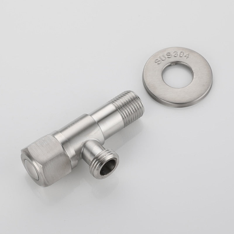 Stainless Steel Angle Valve G1/2 Thread Triangle Valve Hot and Cold Water Valve Bathroom Connector for Toilet Basin Water Heater - WELQUEEN