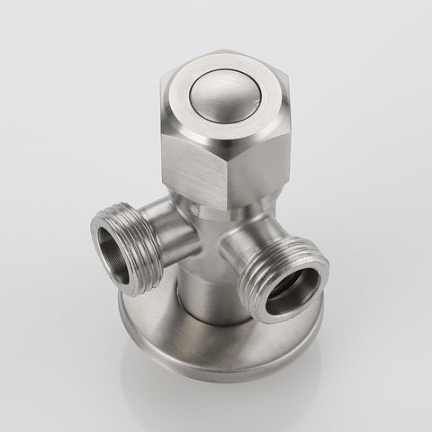 Stainless Steel Angle Valve G1/2 Thread Triangle Valve Hot and Cold Water Valve Bathroom Connector for Toilet Basin Water Heater - WELQUEEN