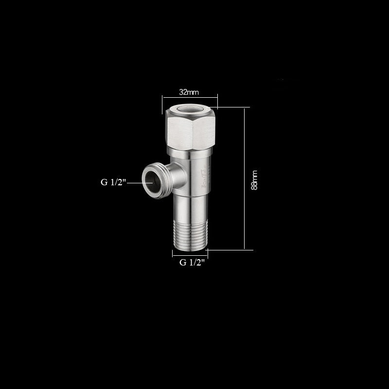 Stainless Steel Angle Valve G1/2 Thread Triangle Valve Hot and Cold Water Valve Bathroom Connector for Toilet Basin Water Heater - WELQUEEN