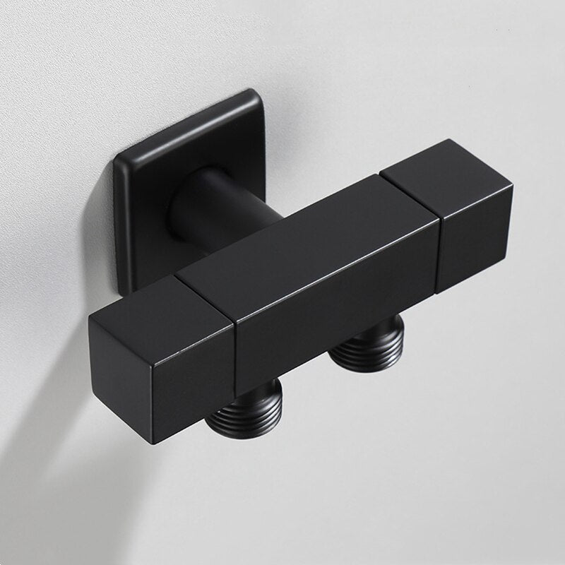 Black Multi-Function Washing Machine Faucet Brass Bathroom Mop Tap Water Taps Angle Valve - WELQUEEN
