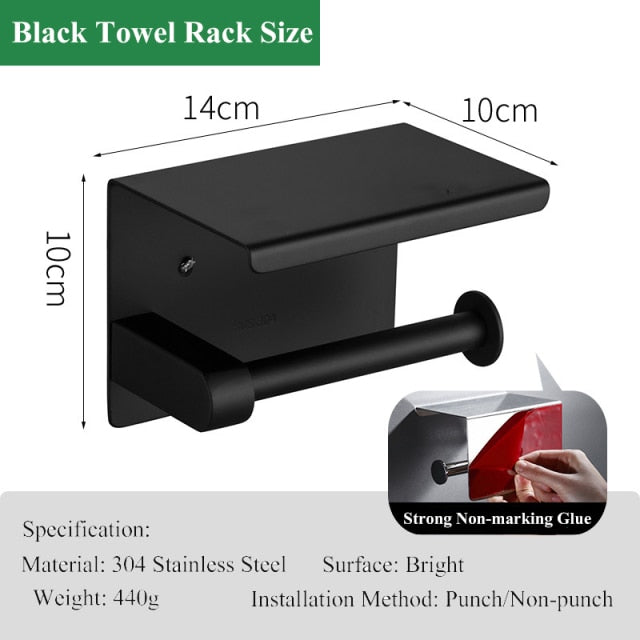 Free-punch 304Stainless Steel Toilet Paper Roll Holder Toilet Paper Towel Rack Anti-rust Waterproof Toilet Paper Shelf Dispenser - WELQUEEN HOME DECOR