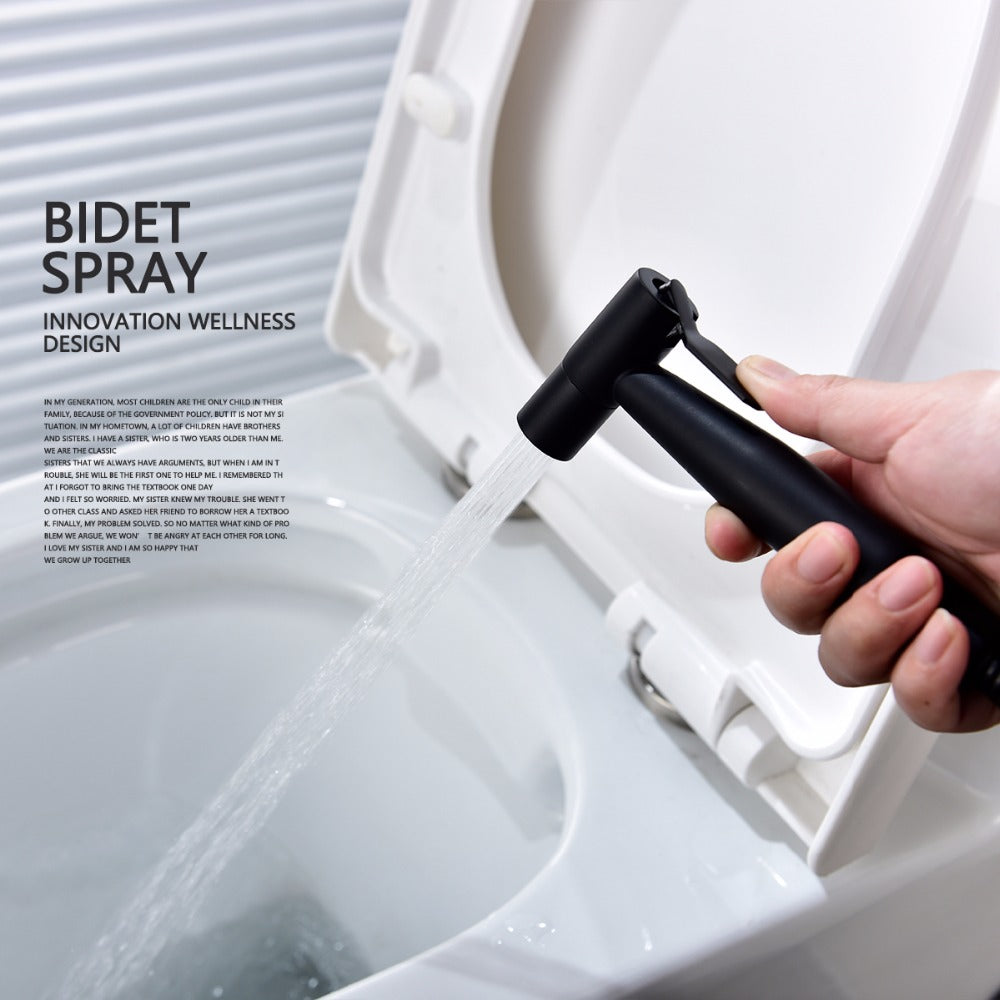Brass Bidet Spray Set Handheld Bidet Sprayer Matte Black Hot and Cold Mixer for Bathroom with Rough-in Box - WELQUEEN HOME DECOR