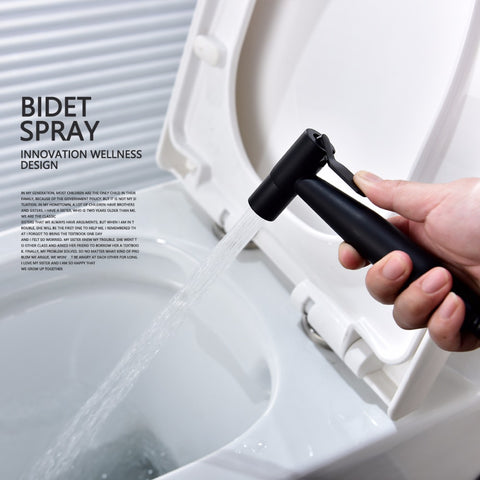 Brass Bidet Spray Set Handheld Bidet Sprayer Matte Black Hot and Cold Mixer for Bathroom with Rough-in Box - WELQUEEN HOME DECOR