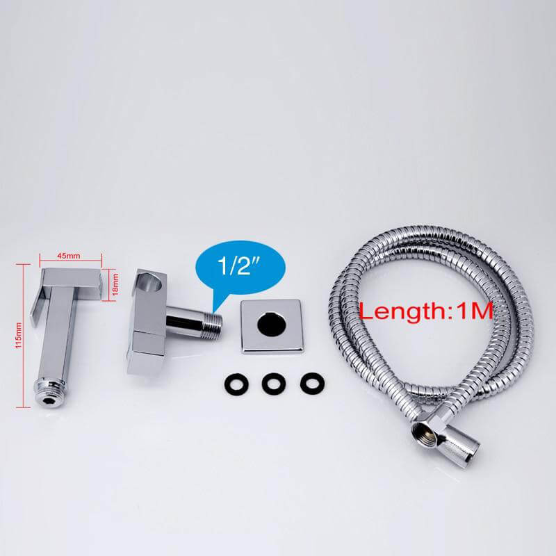 Solid Brass Single Cold Water Corner Valve Bidet Function square Hand Shower Head Tap Crane 90 Degree Switch - WELQUEEN