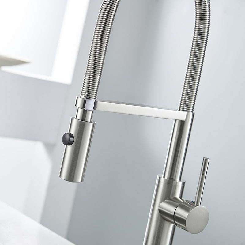 Kitchen Faucet Newly Design 360 Swivel Solid Brass Single Handle Mixer Sink Tap Chrome Hot and Cold Water Kitchen Faucet - WELQUEEN