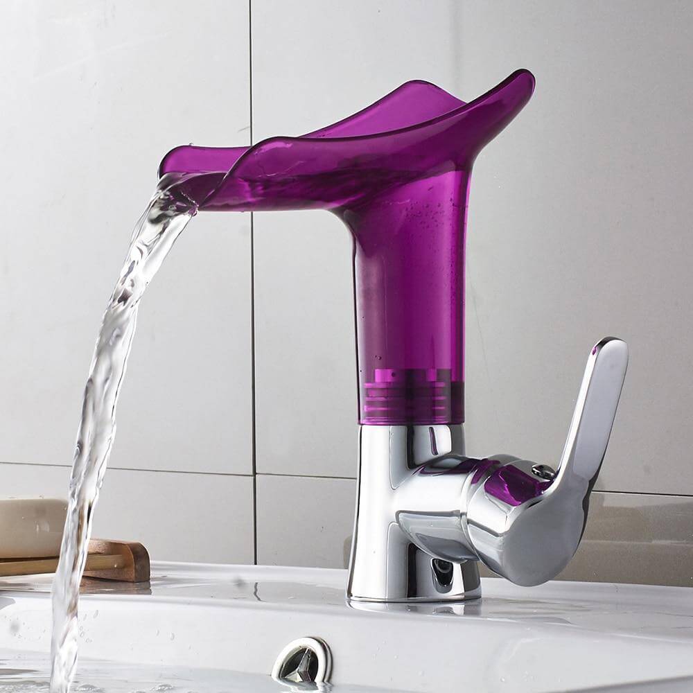 Basin Faucets Waterfall Faucet for Bathroom Basin Mixer Tap Single Handle Sink Mixer Tap Deck Mounted Bathroom Faucet - WELQUEEN