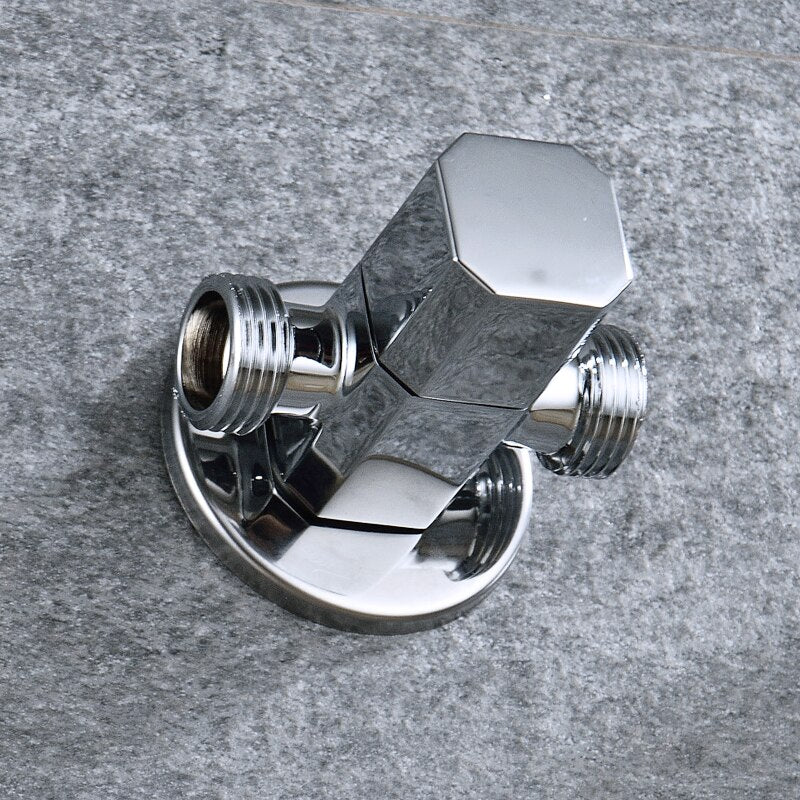 Solid Brass 1 In 2 Out High Quality Triangle Valve Wall Mount Bathroom Toilet Faucet Angle Switch G1/2" Male Thread Stop Valve - WELQUEEN WELQUEEN HOME DECOR