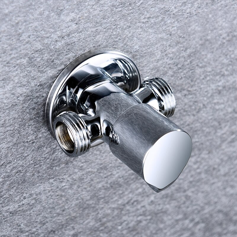 Solid Brass 1 In 2 Out High Quality Triangle Valve Wall Mount Bathroom Toilet Faucet Angle Switch G1/2" Male Thread Stop Valve - WELQUEEN WELQUEEN HOME DECOR