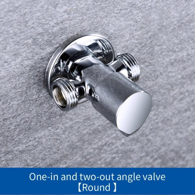 Solid Brass 1 In 2 Out High Quality Triangle Valve Wall Mount Bathroom Toilet Faucet Angle Switch G1/2" Male Thread Stop Valve - WELQUEEN