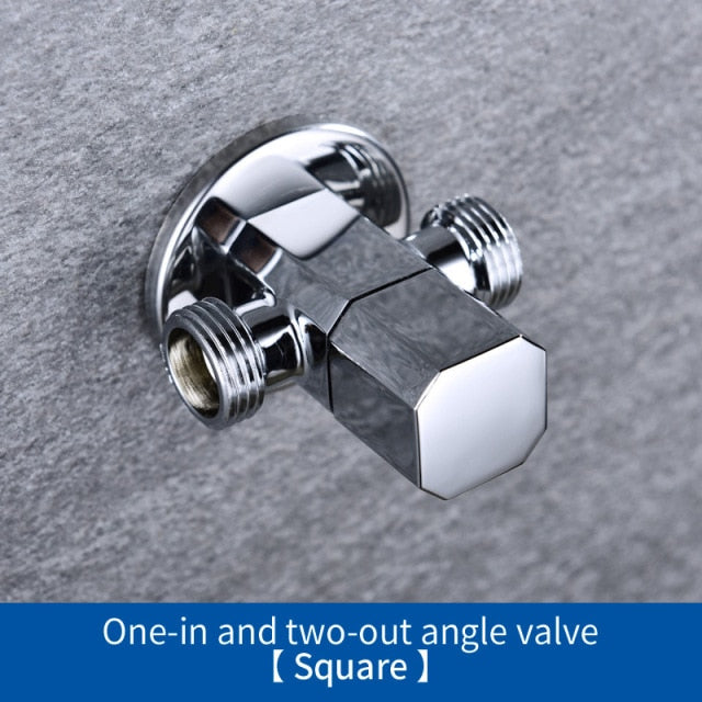 Solid Brass 1 In 2 Out High Quality Triangle Valve Wall Mount Bathroom Toilet Faucet Angle Switch G1/2" Male Thread Stop Valve - WELQUEEN