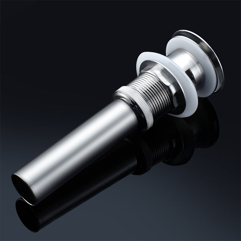 Pop up Drain with Overflow Bathroom Sink Waste Basin Drainer Plug Bath Tub Round Chrome - WELQUEEN