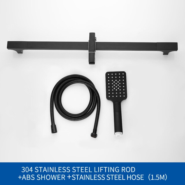 High Quality Black Shower Sliding Bar Wall Mounted Shower Bar Adjustable Sliding Rail Set 3 Function Shower Minimalist Style - WELQUEEN