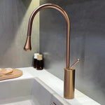 Pull-Out Kitchen Faucet 360° Swivel Chrome Kitchen Sink Faucet Water Drop Brass Single Handle Sink Faucet