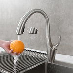 Brass Brushed Chrome Pull-Out Kitchen Faucets with Concealed 360 Degree Rotating Sprayer Deck Mounted Kitchen Tap