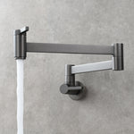 Brass Kitchen Faucet Wall Mount Pot Filler Faucet 360 Rotatable Folding Lengthened with Double Joint Swing Arms Cold Water Tap