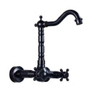 Bathroom Dual Knobs Vessel Sink Faucet | Wall Mounted Basin Mixer Tap Oil Rubbed Bronze