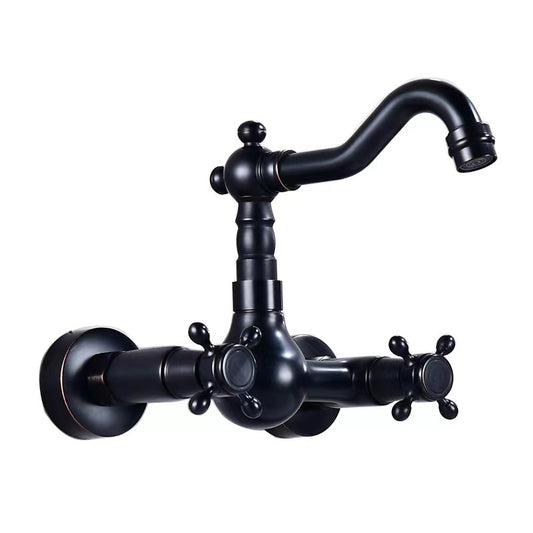 Bathroom Dual Knobs Vessel Sink Faucet | Wall Mounted Basin Mixer Tap Oil Rubbed Bronze - WELQUEEN HOME DECOR