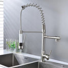 Deck Mounted Water Kitchen Faucet Black Bronze Spring Pull Down Dual Spray Spout Kitchen Mixer Tap