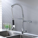 Deck Mounted Water Kitchen Faucet Black Bronze Spring Pull Down Dual Spray Spout Kitchen Mixer Tap