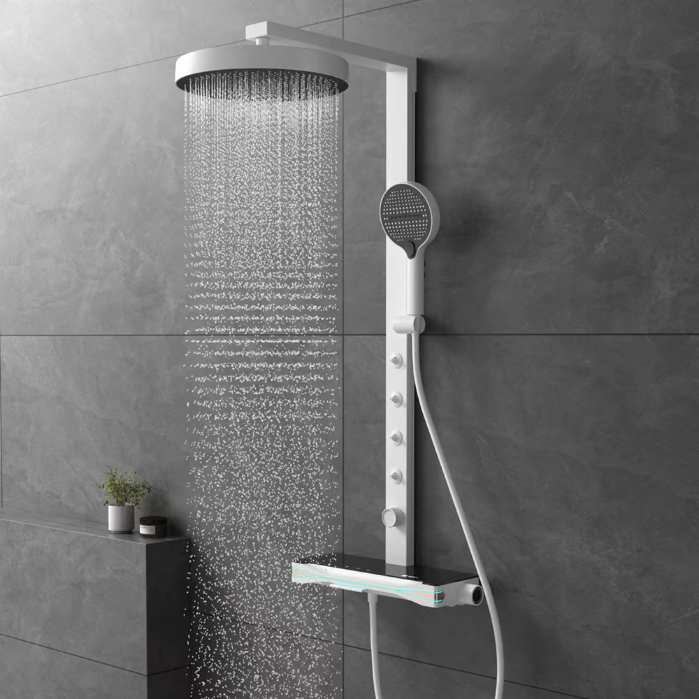 Brass Thermostatic Shower System with Overhead Rainfall & Handheld Spray Water-Saving Multi-Function Spa Bath Fixture