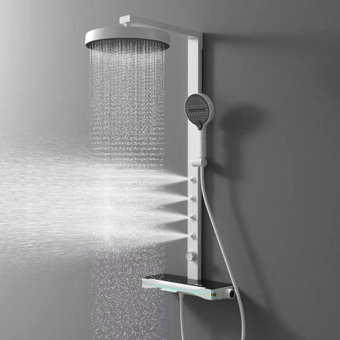 Brass Thermostatic Shower System with Overhead Rainfall & Handheld Spray Water-Saving Multi-Function Spa Bath Fixture