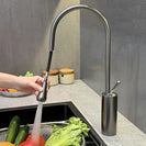 Pull-Out Kitchen Faucet 360° Swivel Chrome Kitchen Sink Faucet Water Drop Brass Single Handle Sink Faucet