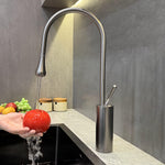 Pull-Out Kitchen Faucet 360° Swivel Chrome Kitchen Sink Faucet Water Drop Brass Single Handle Sink Faucet