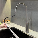 Pull-Out Kitchen Faucet 360° Swivel Chrome Kitchen Sink Faucet Water Drop Brass Single Handle Sink Faucet