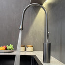 Pull-Out Kitchen Faucet 360° Swivel Chrome Kitchen Sink Faucet Water Drop Brass Single Handle Sink Faucet