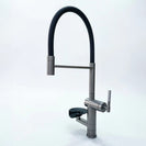 Kitchen Faucet with Cup Washer Pull Down Sprayer Stainless Steel Kitchen Sink Faucet with Deck Plate Glass Rinser Single Hole Brushed Nickel