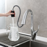 Brass Brushed Chrome Pull-Out Kitchen Faucets with Concealed 360 Degree Rotating Sprayer Deck Mounted Kitchen Tap