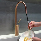Pull-Out Kitchen Faucet 360° Swivel Chrome Kitchen Sink Faucet Water Drop Brass Single Handle Sink Faucet